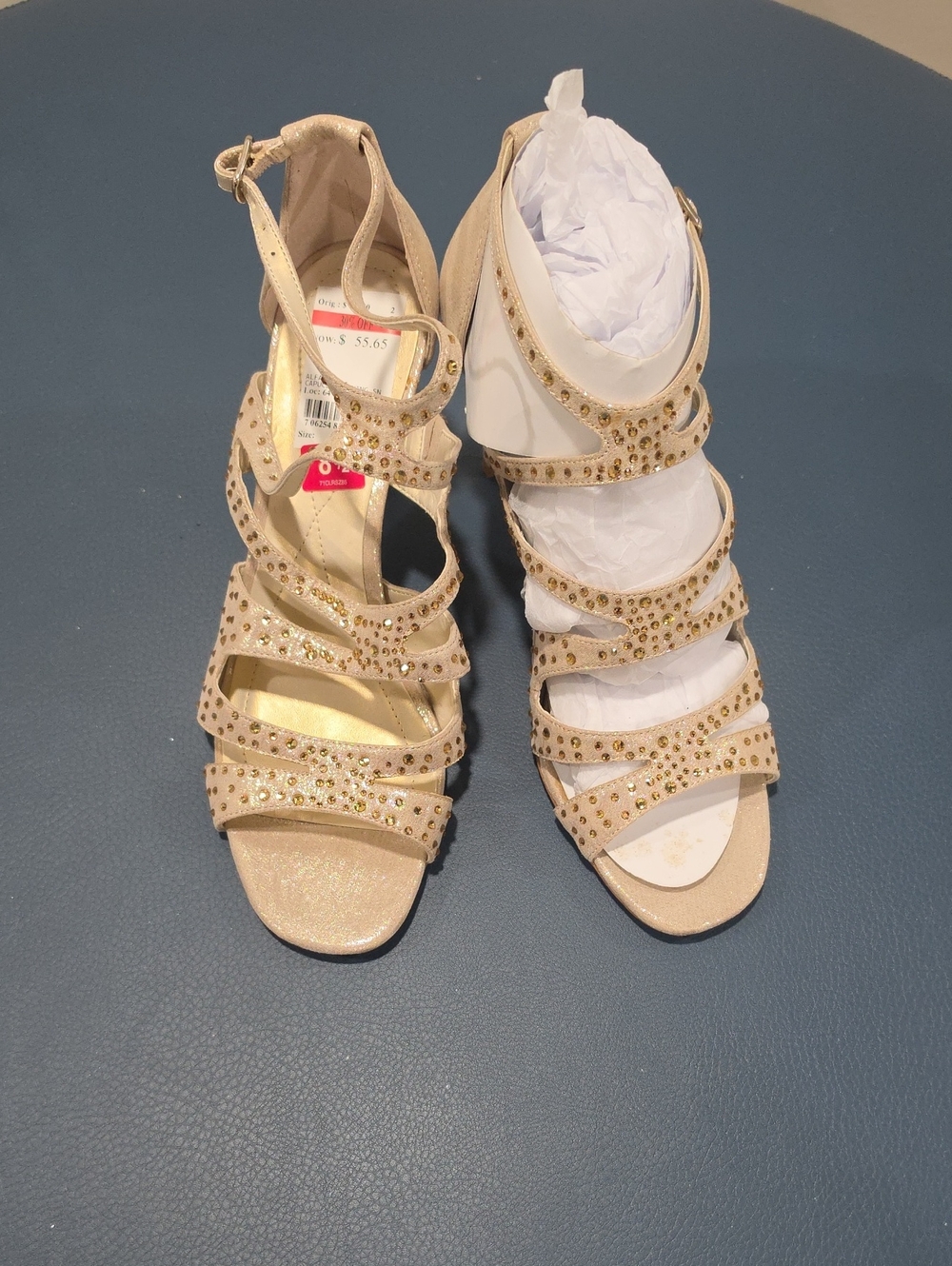 Alfani Gold-Tone Embellished Strappy Heels